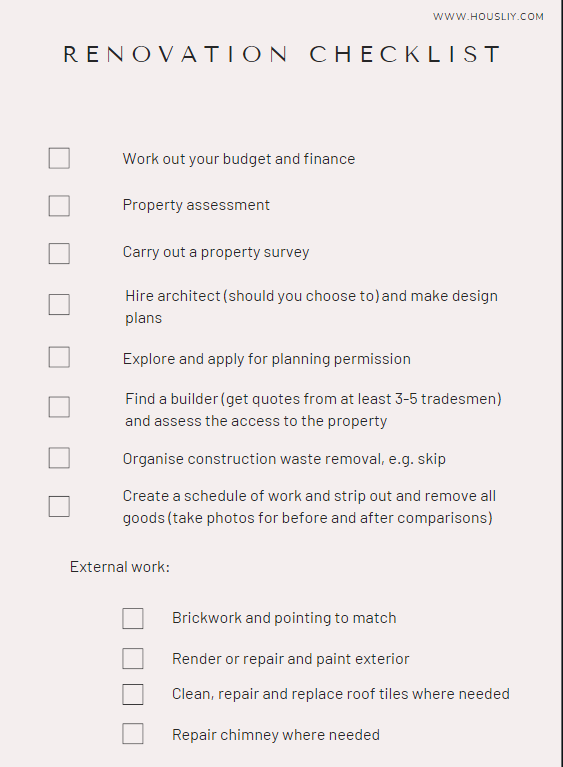 Renovation Checklist